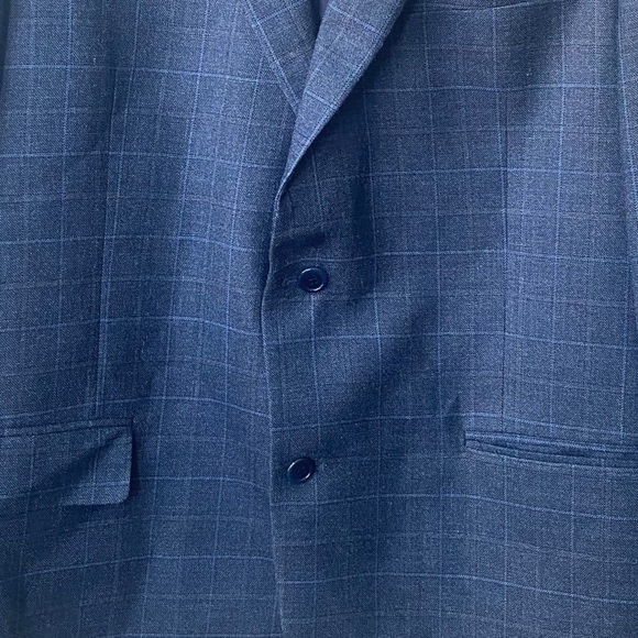 Hart Schaffer and Marx Sports Coat Vintage Look Wool Blend Blue Windowpane 44R - Picture 6 of 9